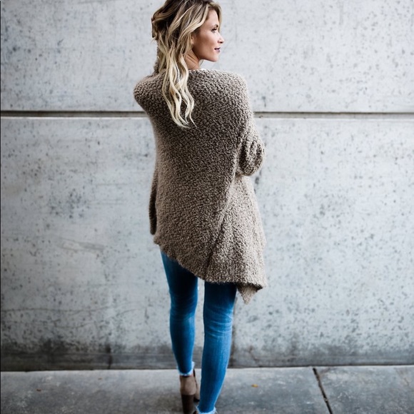 Soft Teddy Fuzzy Cardigan Open Front Slouchy - Picture 9 of 16